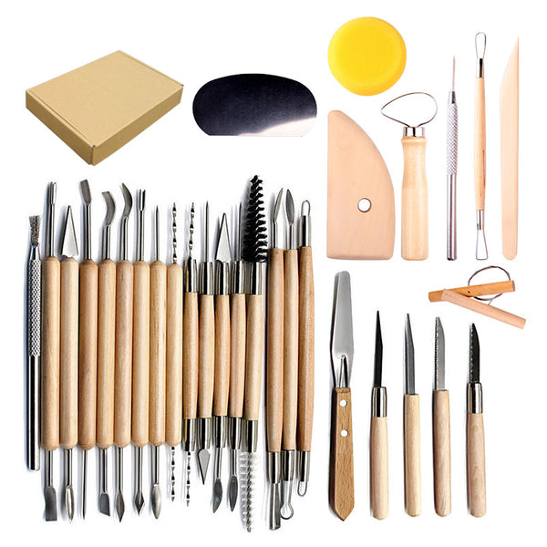 30 Pieces Pottery Clay Tool Bags Multi-Specification Clay Sculpture Carving Tools