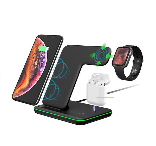 black 3 in 1 Wireless charger patible with phones watches earphones AZ7276